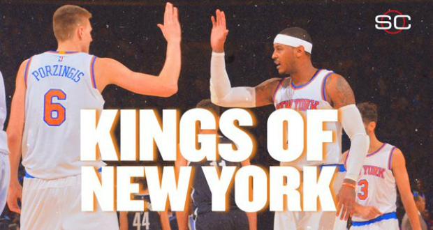 Carmelo Anthony et Kristaps Porzingis