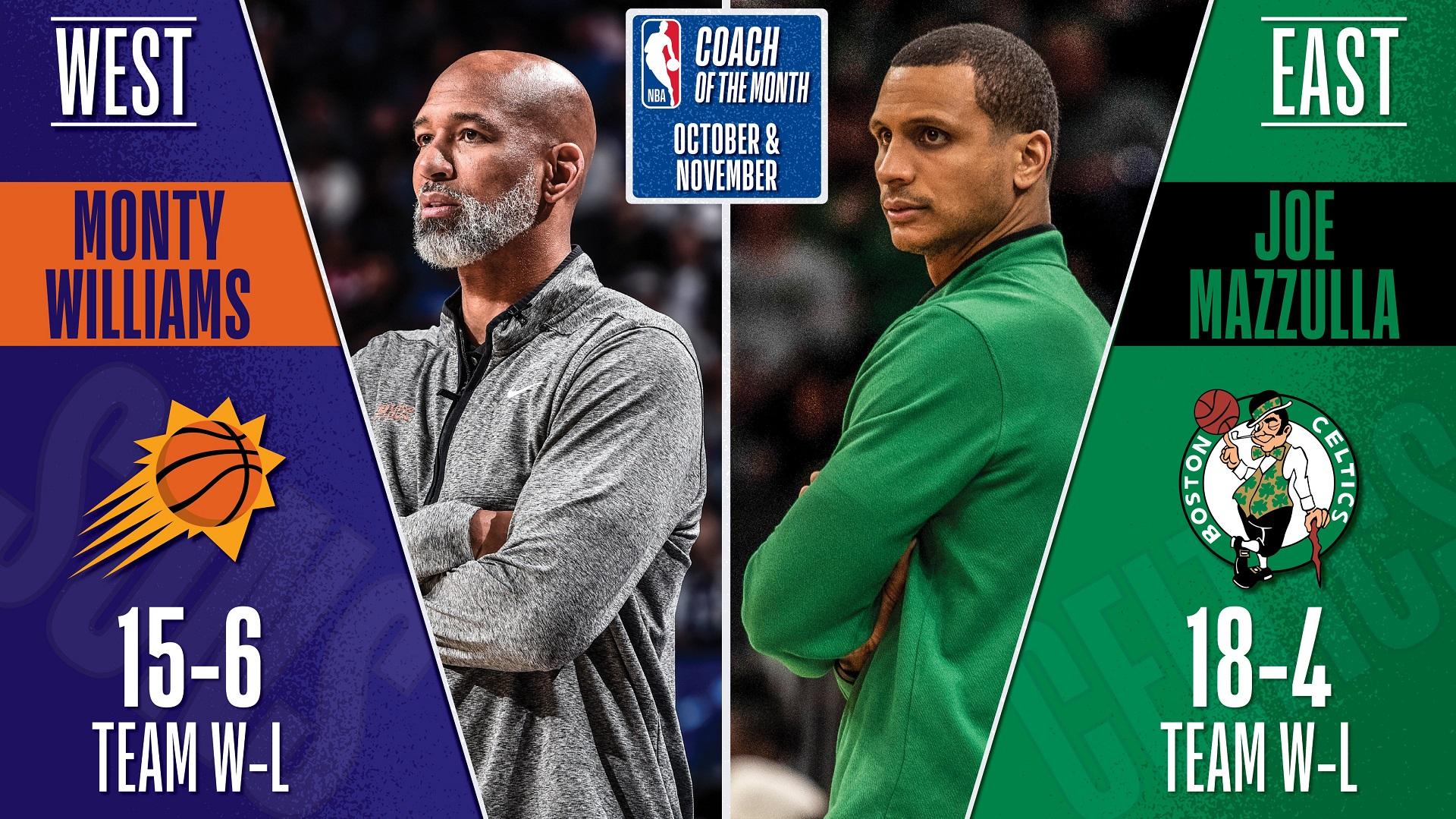 Monty Williams Joe Mazzulla Coach du mois NBA 1 décembre 2022