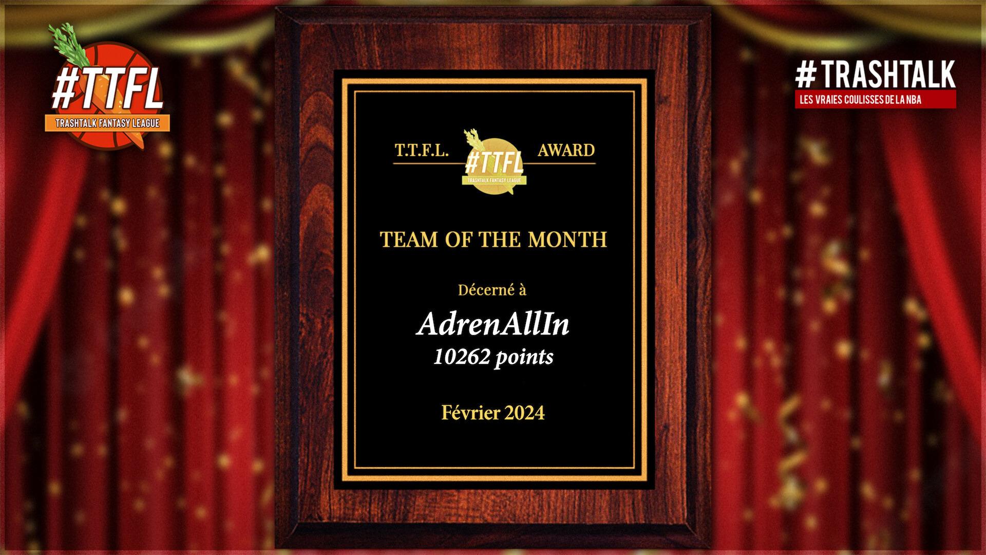 Equipe du mois de Février 2024 TTFL