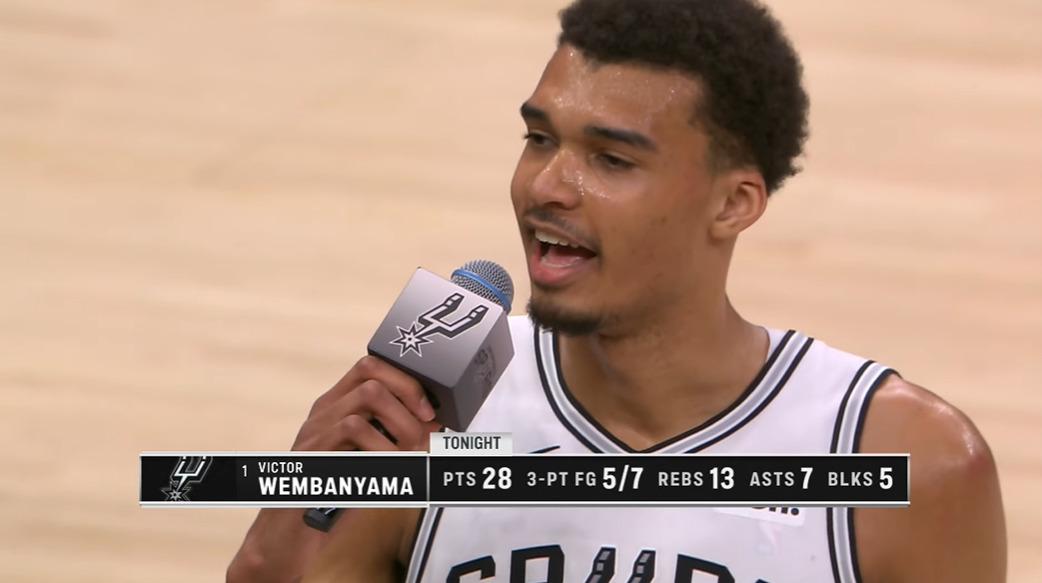 Victor Wembanyama micro 1er mars 2024