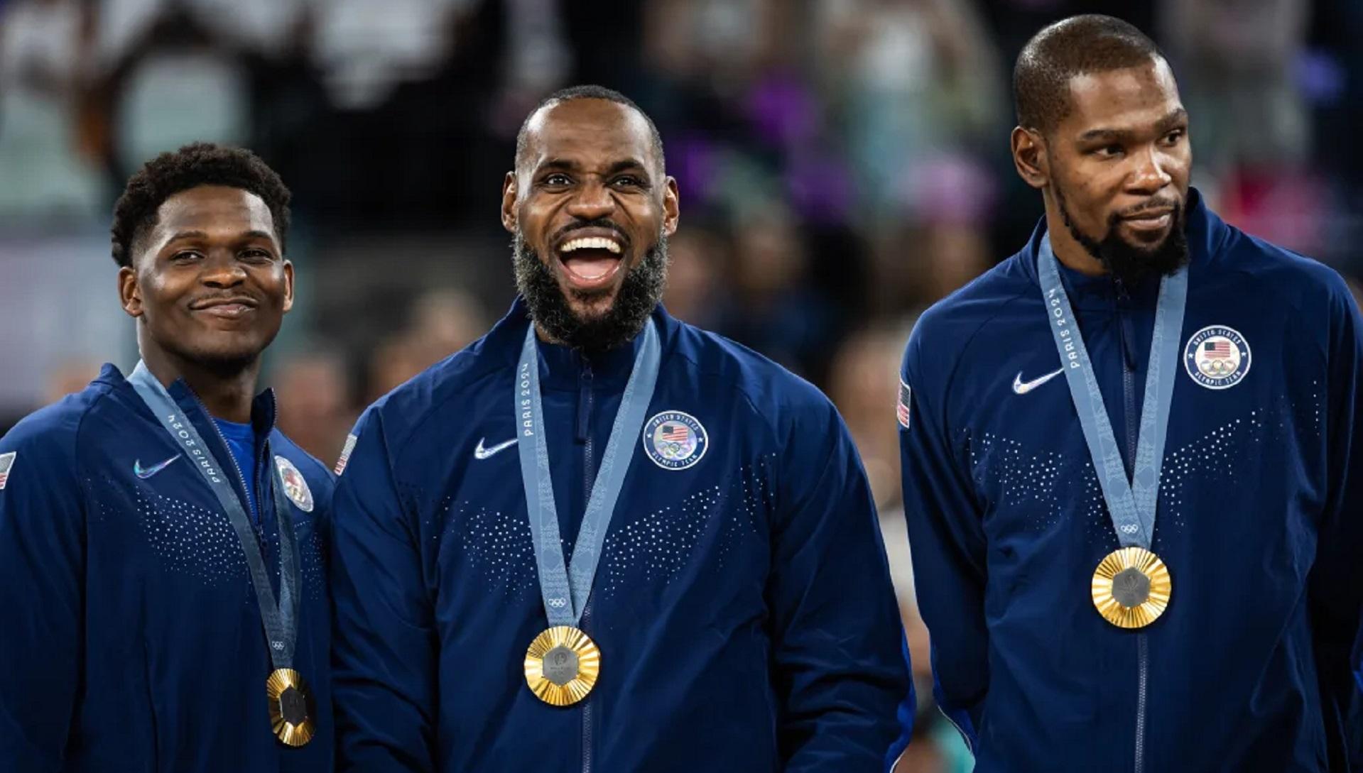 Team USA JO Anthony Edwards LeBron James Kevin Durant 13 août 2024