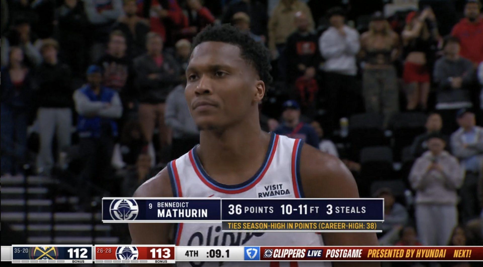 Ben Mathurin signe 38 points en sortie de banc face aux Nuggets