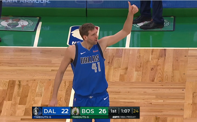 Dirk Nowitzki Dallas Mavericks vs Boston Celtics