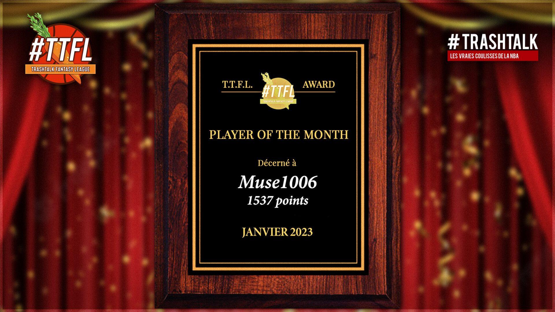 TrashTalk Fantasy League TTFL joueur du mois de janvier 2023