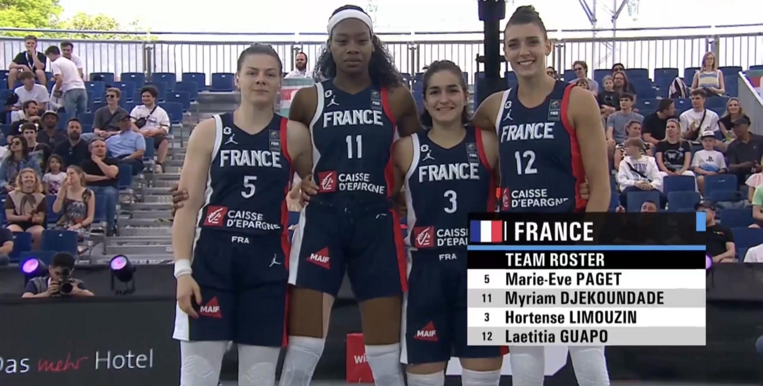 Equipe de France Coupe du Monde 3x3 2023 Laëtitia Guapo Marie-Ève Paget Myriam Djekoundade Hortense Limouzin
