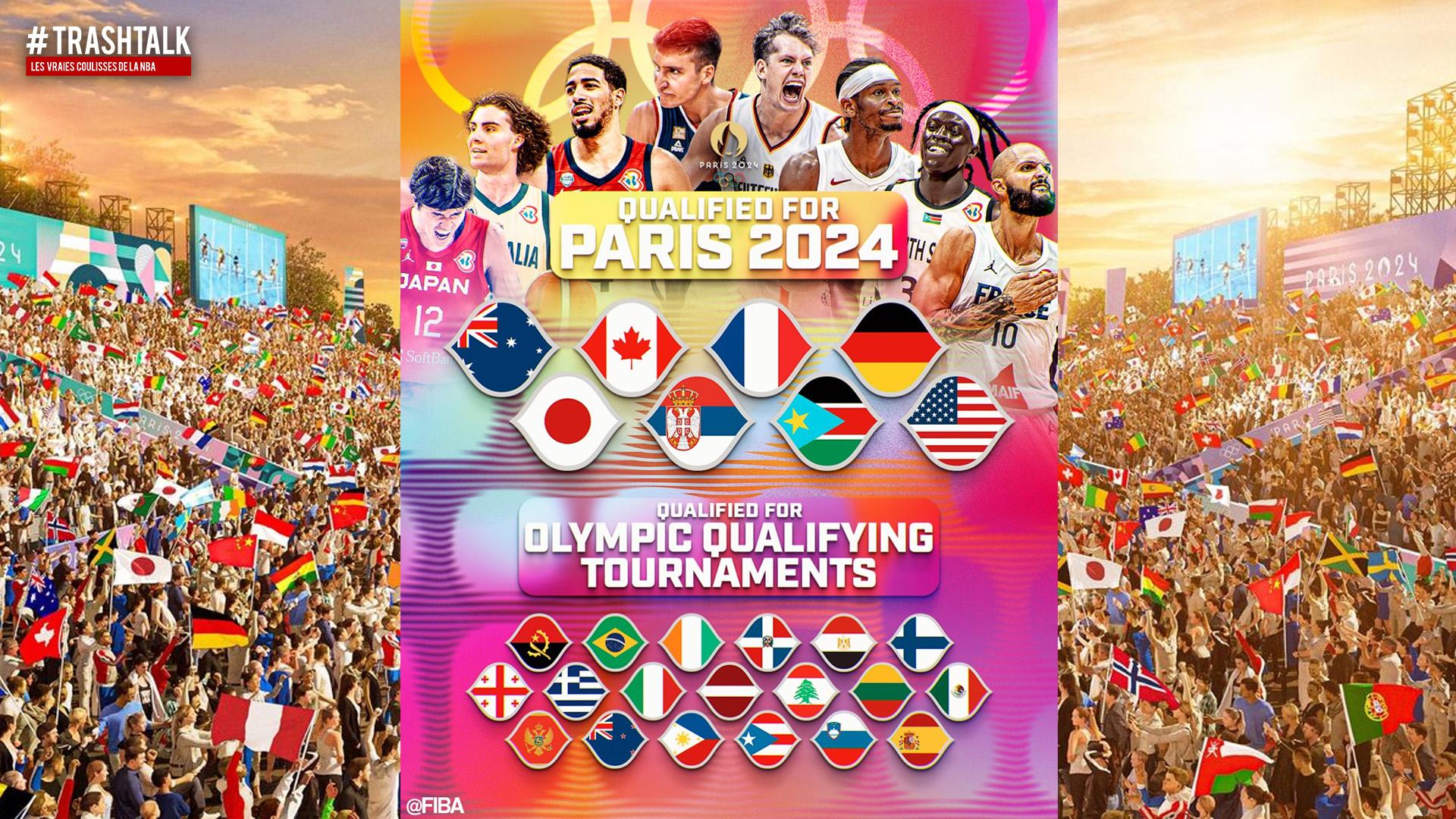 Nations qualifiées basketball 5x5 masculin Jeux Olympiques Paris 2024