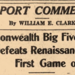 Publicité pour un match entre le Commonwealth Big Five et les New York Renaissance