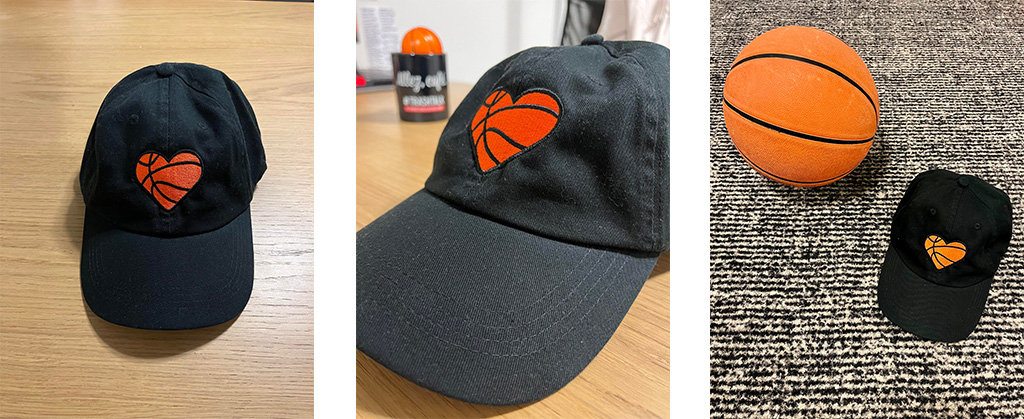 Embroidered heart cap article banner
